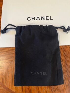 New CHANEL Black Cotton Drawstring Pouch Dust Bag Jewelry/ Gift/ Storage Bag